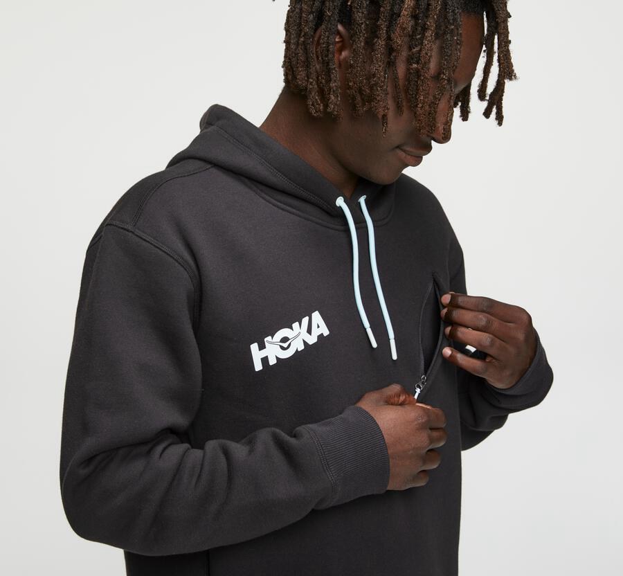 Hoka One One Performance - Men Hoodie - Black,Australia QNY-601729